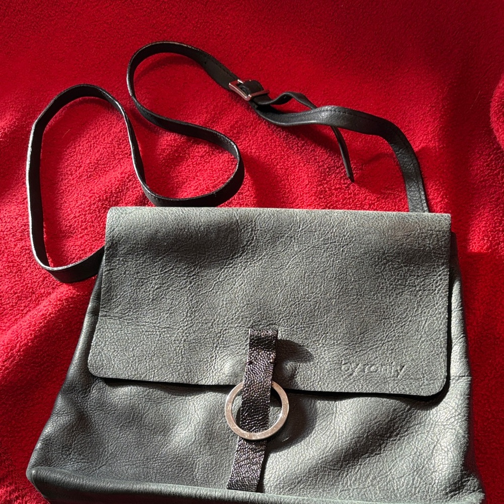 Black Leather Crossbody Bag By Rarity